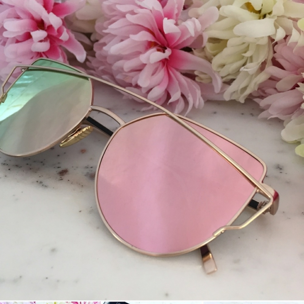 PINK MIRRORED Glasses Trendy - Picture 8 of 14